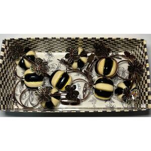 MacKenzie Childs Courtly Stripe Pumpkin Napkin Rings Set Of 8 Stripe Novelty